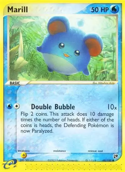 Marill 68/100 Sandstorm Pokemon card