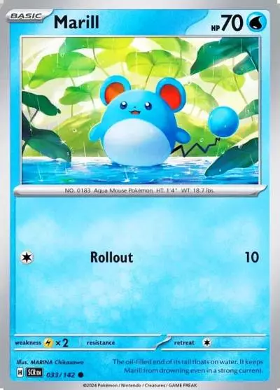 Marill 33/142 Stellar Crown Pokemon card