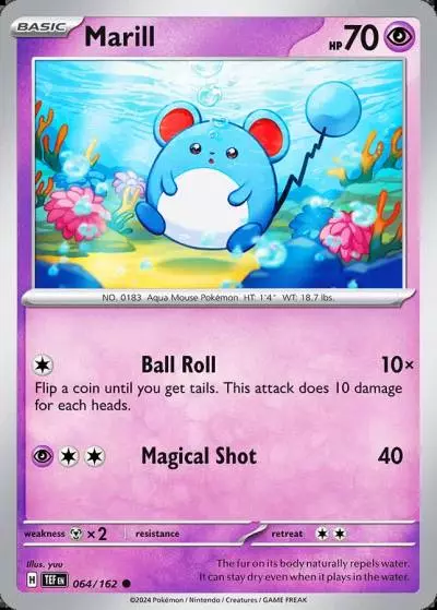 Marill 64/162 Temporal Forces Pokemon card