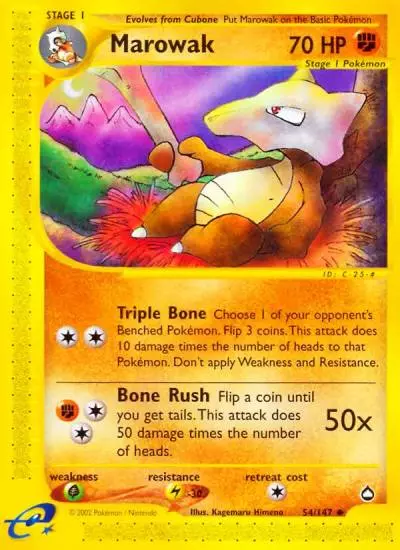 Marowak 54/147 Aquapolis Pokemon card