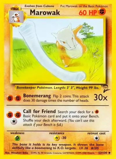 Marowak 52/130 Base Set 2 Pokemon card