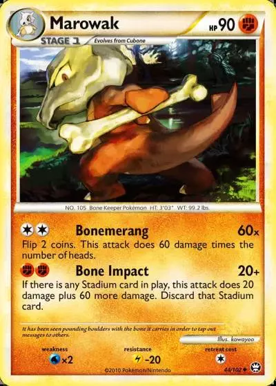 Marowak 44/102 HS—Triumphant Pokemon card