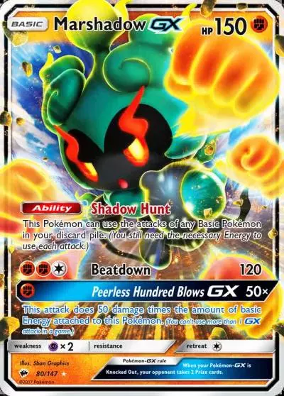 Marshadow-GX 80/147 Burning Shadows Pokemon card