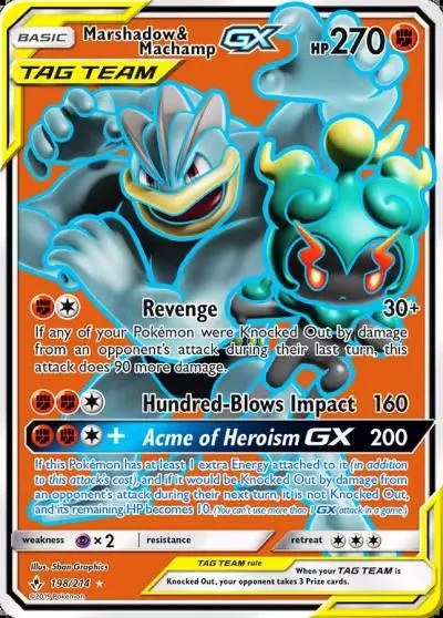 Marshadow & Machamp-GX 198/214 Unbroken Bonds Pokemon card