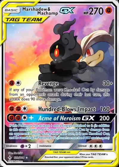 Marshadow & Machamp-GX 199/214 Unbroken Bonds Pokemon card
