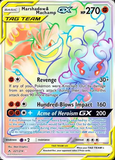 Marshadow & Machamp-GX 221/214 Unbroken Bonds Pokemon card