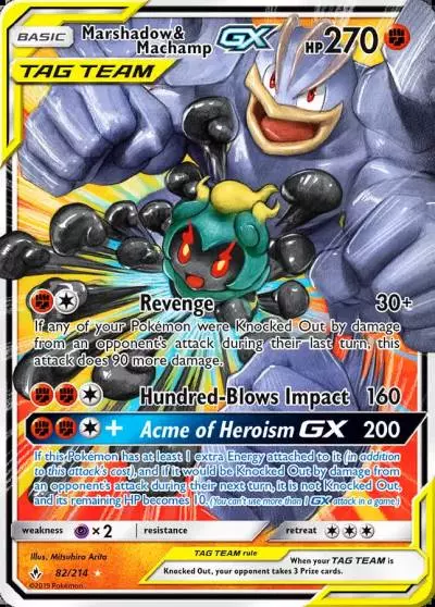 Marshadow & Machamp-GX 82/214 Unbroken Bonds Pokemon card