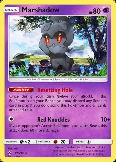 Marshadow 81/214 Unbroken Bonds Pokemon card