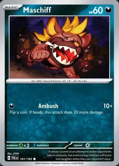 Maschiff 141/193 Paldea Evolved Pokemon card