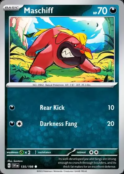 Maschiff 135/198 Scarlet & Violet Pokemon card