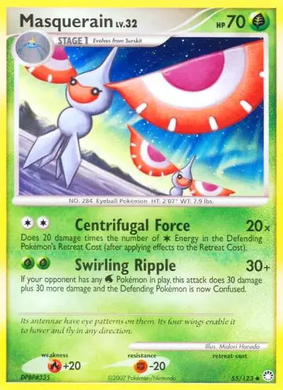 Masquerain 55/123 Mysterious Treasures Pokemon card