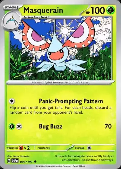 Masquerain 7/197 Obsidian Flames Pokemon card