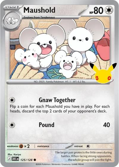Maushold 125/128 30th Celebration Pokemon card