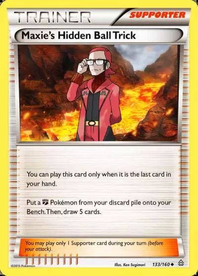 Maxie's Hidden Ball Trick 133/160 Primal Clash Pokemon card