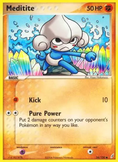 Meditite 56/100 Crystal Guardians Pokemon card