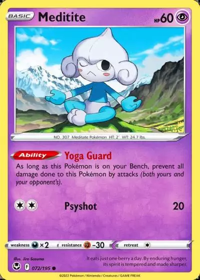 Meditite 72/195 Silver Tempest Pokemon card