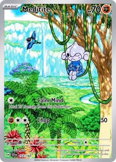 Meditite 153/142 Stellar Crown Pokemon card