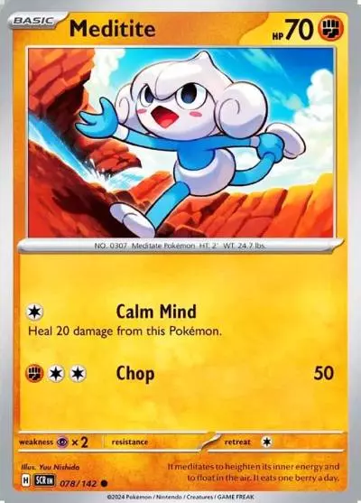 Meditite 78/142 Stellar Crown Pokemon card
