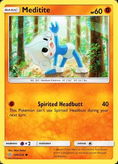 Meditite 109/236 Unified Minds Pokemon card