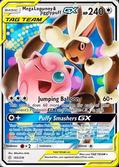 Mega Lopunny & Jigglypuff-GX 165/236 Cosmic Eclipse Pokemon card