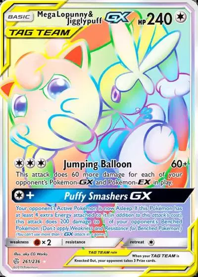 Mega Lopunny & Jigglypuff-GX 261/236 Cosmic Eclipse Pokemon card