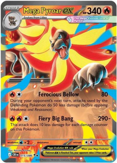 Mega Pyroar ex 15/86 Chaos Rising Pokemon card
