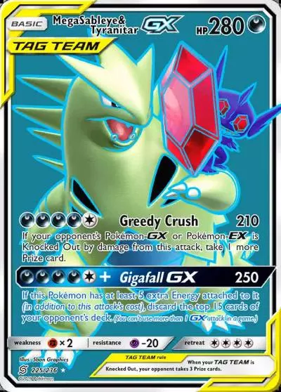 Mega Sableye & Tyranitar-GX 225/236 Unified Minds Pokemon card