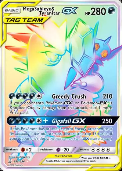 Mega Sableye & Tyranitar-GX 245/236 Unified Minds Pokemon card