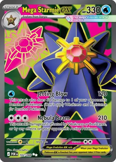 Mega Starmie ex 102/88 Perfect Order Pokemon card