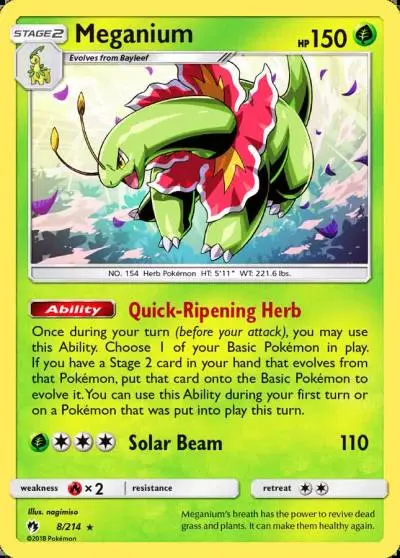 Meganium 8/214 Lost Thunder Pokemon card