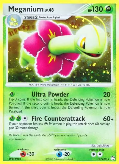 Meganium 13/123 Mysterious Treasures Pokemon card