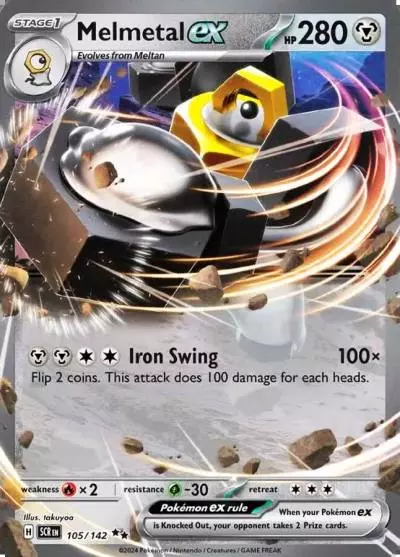 Melmetal ex 105/142 Stellar Crown Pokemon card