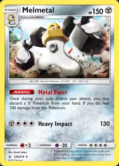 Melmetal 129/214 Unbroken Bonds Pokemon card