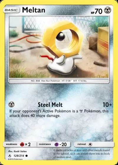 Meltan 128/214 Unbroken Bonds Pokemon card