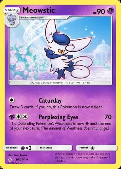 Meowstic 80/214 Unbroken Bonds Pokemon card