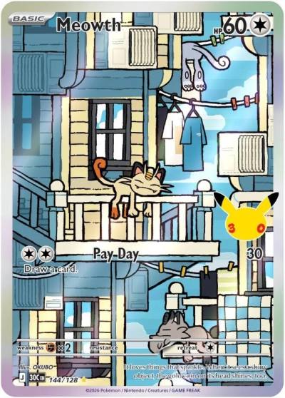 Meowth 144/128 30th Celebration Pokemon card
