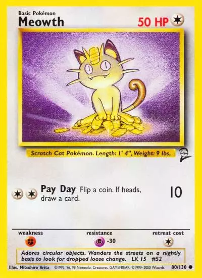 Meowth 80/130 Base Set 2 Pokemon card