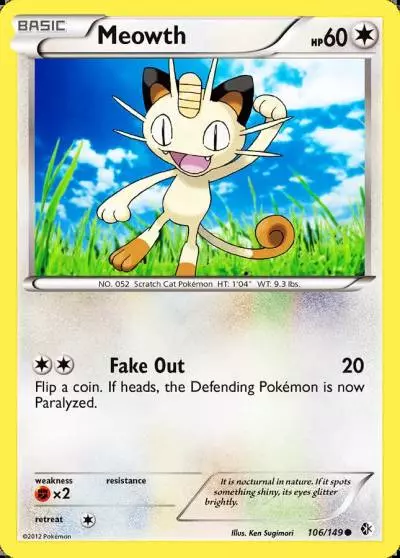 Meowth 106/149 Boundaries Crossed Pokemon card