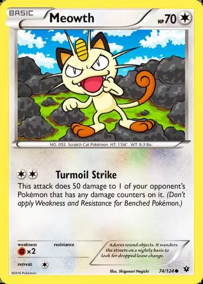 Meowth 74/124 Fates Collide Pokemon card