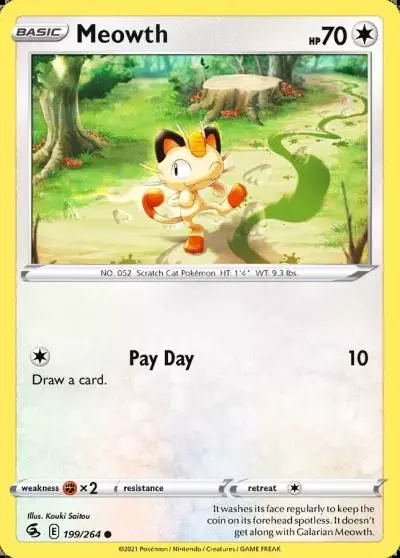 Meowth 199/264 Fusion Strike Pokemon card