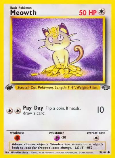 Meowth 56/64 Jungle Pokemon card