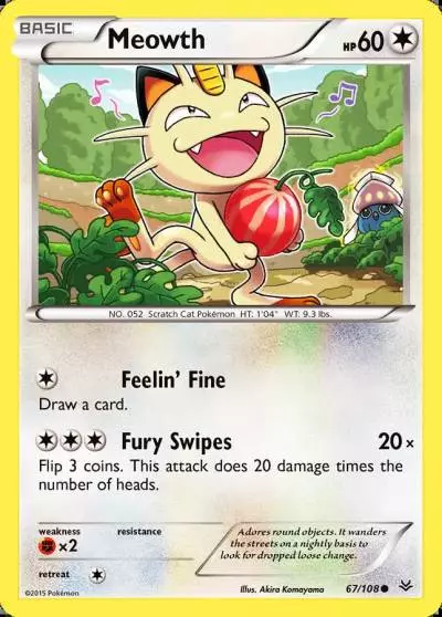Meowth 67/108 Roaring Skies Pokemon card