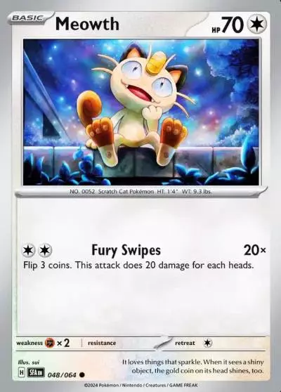 Meowth 48/64 Shrouded Fable Pokemon card
