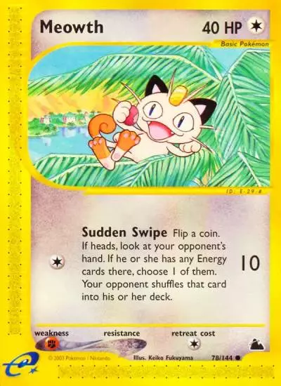 Meowth 78/144 Skyridge Pokemon card