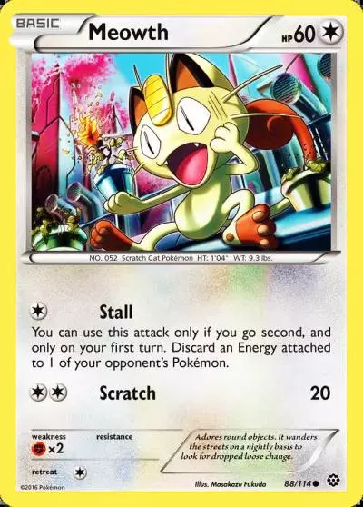 Meowth 88/114 Steam Siege Pokemon card