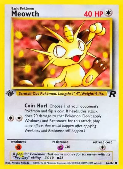 Meowth 62/82 Team Rocket Pokemon card