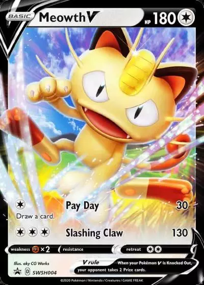 Meowth V SWSH004/307 SWSH Black Star Promos Pokemon card