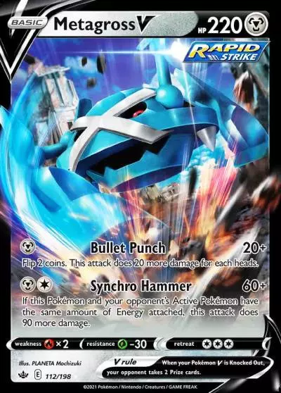 Metagross V 112/198 Chilling Reign Pokemon card