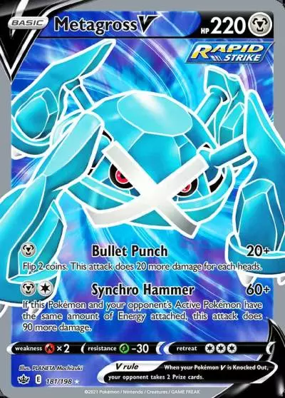 Metagross V 181/198 Chilling Reign Pokemon card