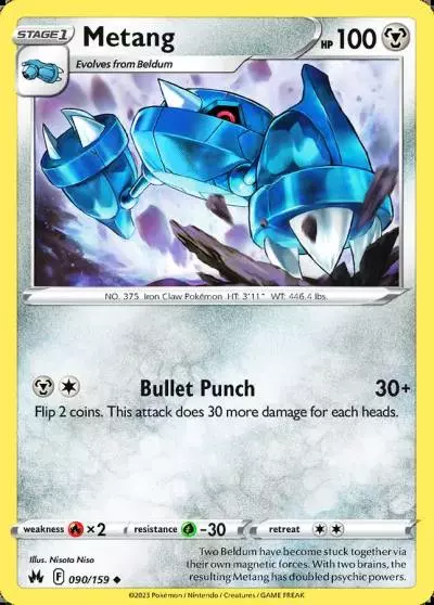 Metang 90/159 Crown Zenith Pokemon card